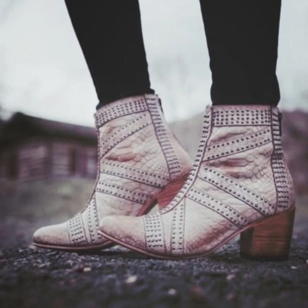 Freebird Nelle Leather Studded Ankle Boots - Picture 2 of 5